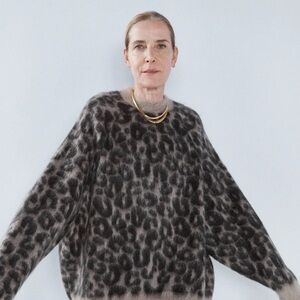 RAEY Leopard Intarisa Oversized Mohair-Blend Sweater